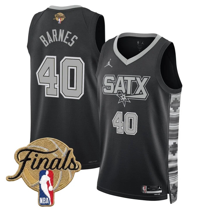 Men's San Antonio Spurs 2026 Finals Swingman Jersey BLACK #40 HARRISON BARNES