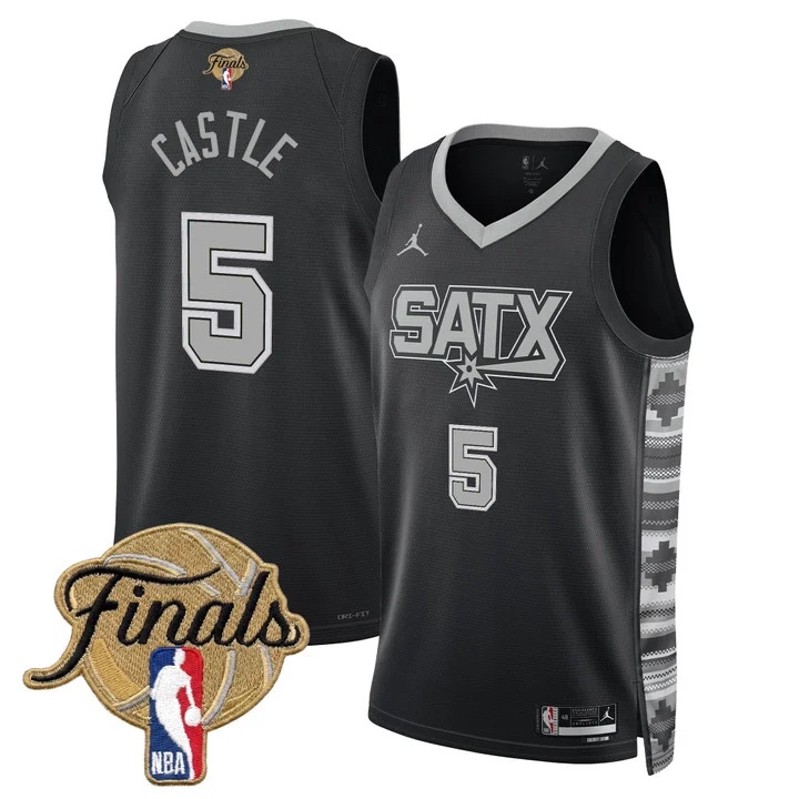 Men's San Antonio Spurs 2026 Finals Swingman Jersey BLACK #5 STEPHON CASTLE