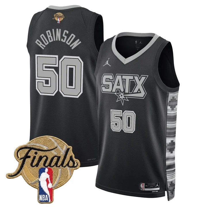 Men's San Antonio Spurs 2026 Finals Swingman Jersey BLACK #50 DAVID ROBINSON