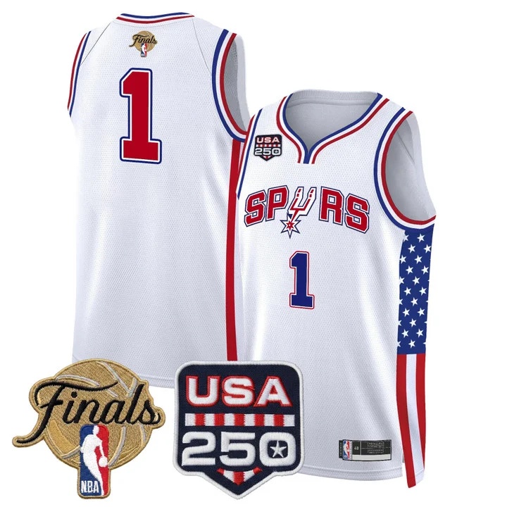 Men's San Antonio Spurs America 250 Edition 2026 Finals patch Swingman Jersey #1