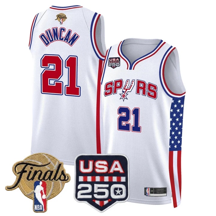Men's San Antonio Spurs America 250 Edition 2026 Finals patch Swingman Jersey #21 TIM DUNCAN