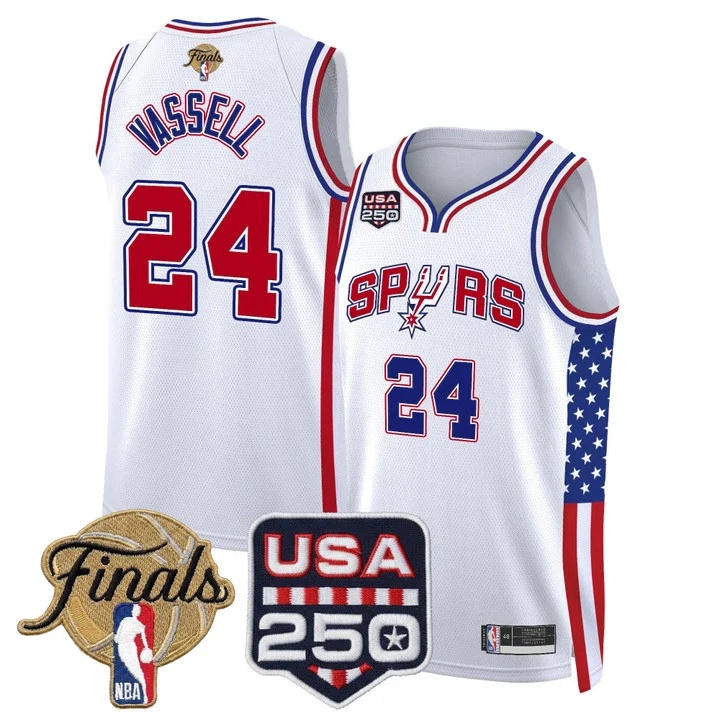 Men's San Antonio Spurs America 250 Edition 2026 Finals patch Swingman Jersey #24 DEVIN VASSELL