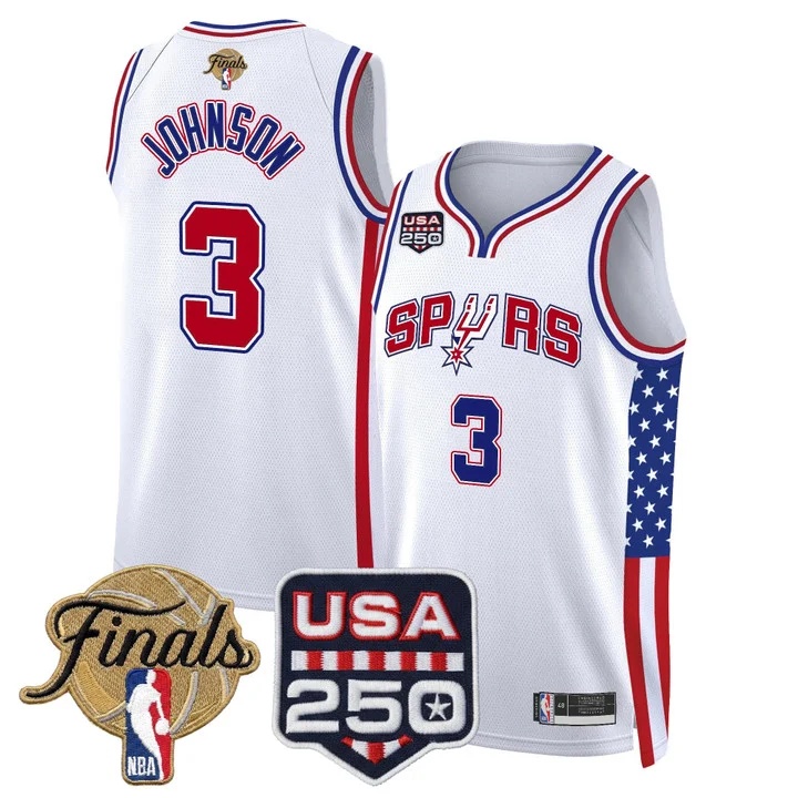 Men's San Antonio Spurs America 250 Edition 2026 Finals patch Swingman Jersey #3 KELDON JOHNSON