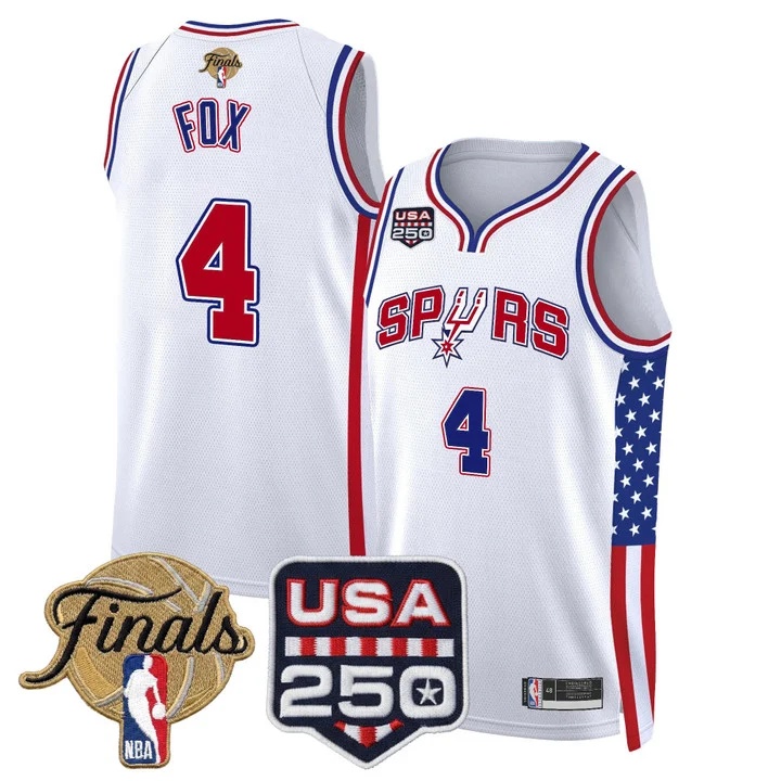 Men's San Antonio Spurs America 250 Edition 2026 Finals patch Swingman Jersey #4 DE'AARON FOX