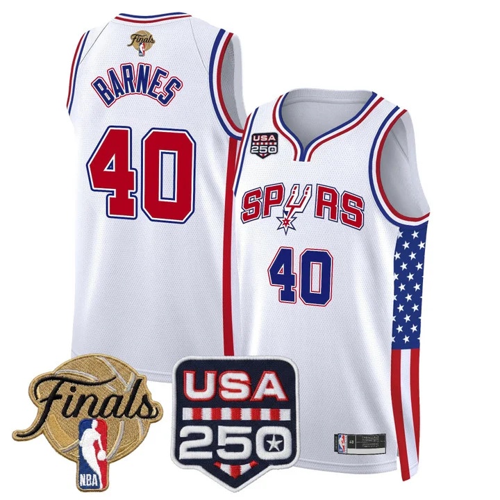 Men's San Antonio Spurs America 250 Edition 2026 Finals patch Swingman Jersey #40 HARRISON BARNES
