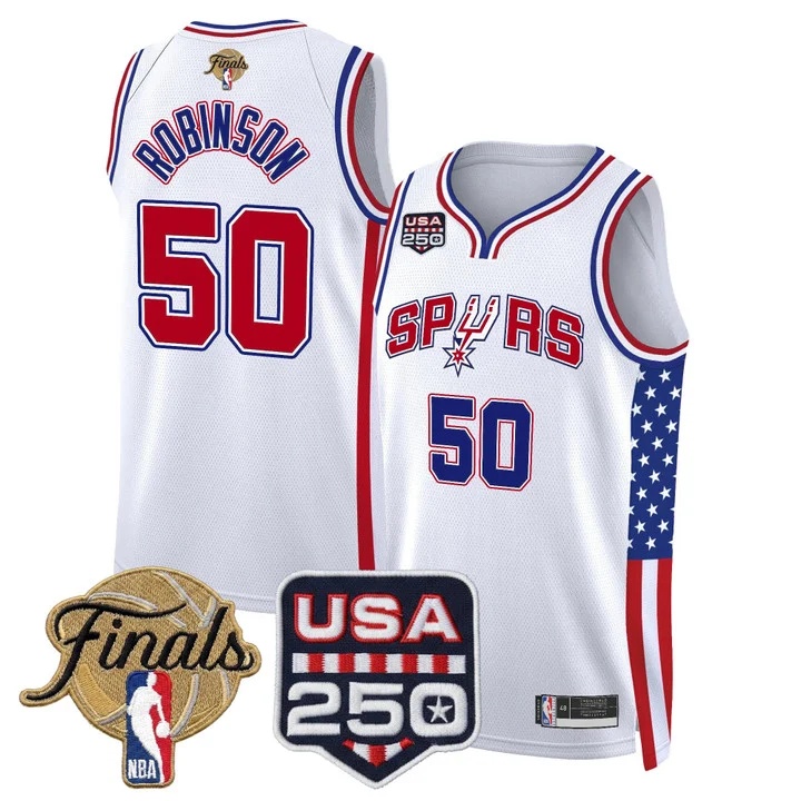 Men's San Antonio Spurs America 250 Edition 2026 Finals patch Swingman Jersey #50 DAVID ROBINSON
