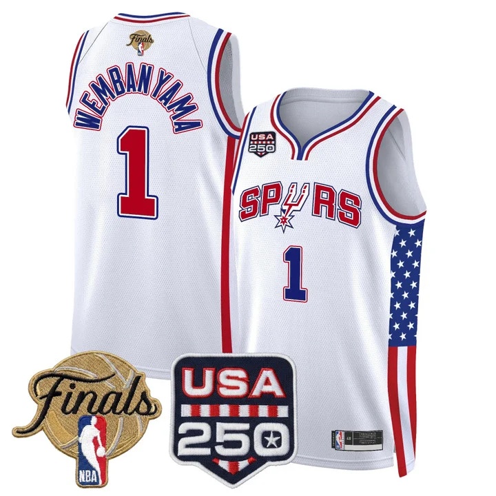Men's San Antonio Spurs America 250 Edition 2026 Finals patch Swingman Jersey#1 VICTOR WEMBANYAMA