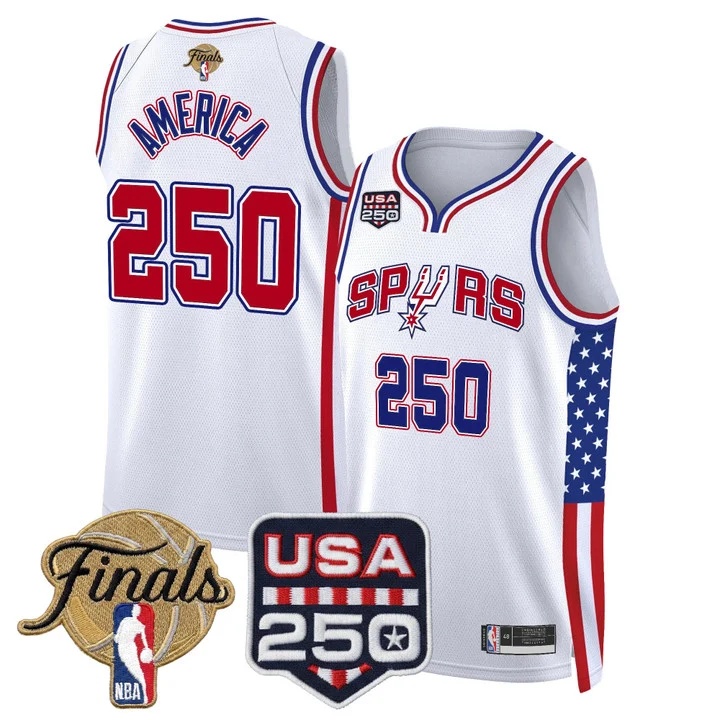 Men's San Antonio Spurs America 250 Edition 2026 Finals patch Swingman Jersey#250 AMERICA