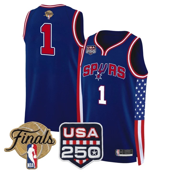 Men's San Antonio Spurs America 250 Edition 2026 Finals patch Swingman Jersey ROYAL #1