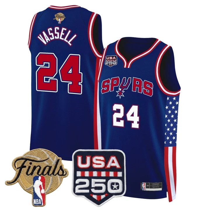 Men's San Antonio Spurs America 250 Edition 2026 Finals patch Swingman Jersey ROYAL #24 DEVIN VASSELL