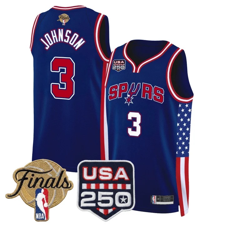 Men's San Antonio Spurs America 250 Edition 2026 Finals patch Swingman Jersey ROYAL #3 KELDON JOHNSON