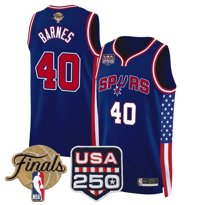 Men's San Antonio Spurs America 250 Edition 2026 Finals patch Swingman Jersey ROYAL #40 HARRISON BARNES