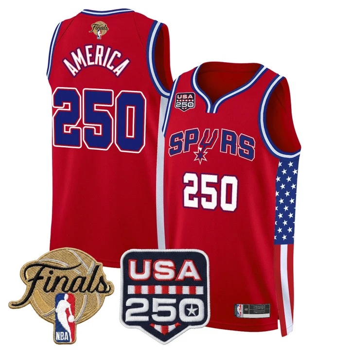 Men's San Antonio Spurs America 250 Edition 2026 Finals patch Swingman JerseyRED #250 AMERICA
