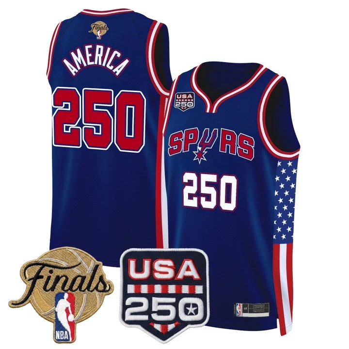 Men's San Antonio Spurs America 250 Edition 2026 Finals patch Swingman JerseyROYAL #250 AMERICA