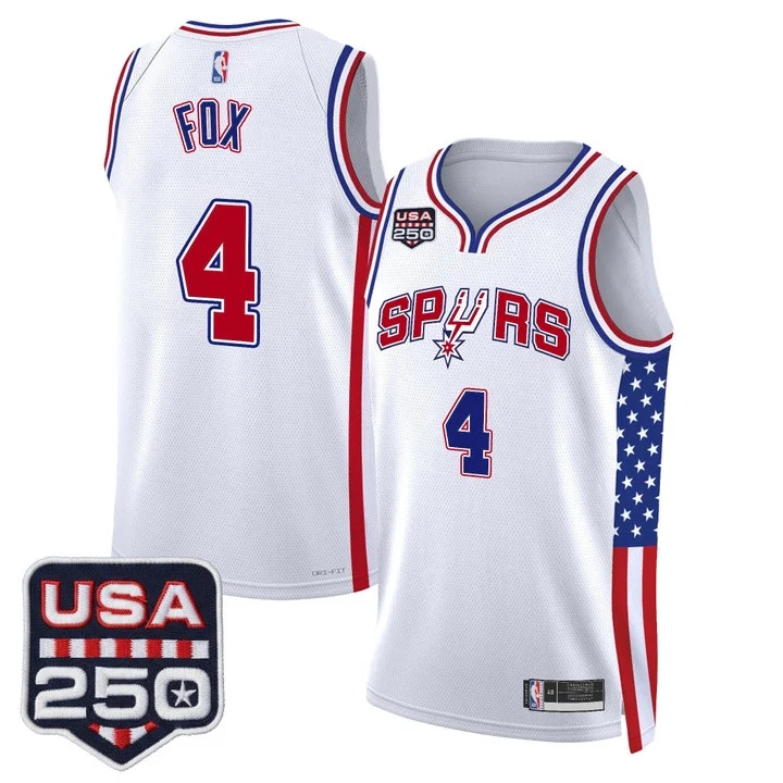 Men's San Antonio Spurs America 250 Edition Swingman Jersey #4 DE' AARON FOX