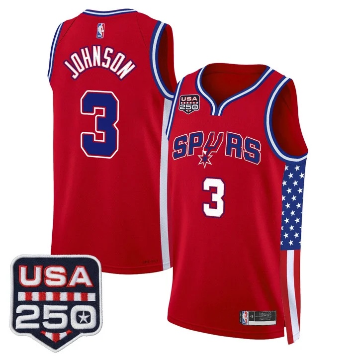 Men's San Antonio Spurs America 250 Edition Swingman Jersey RED #3 KELDON JOHNSON