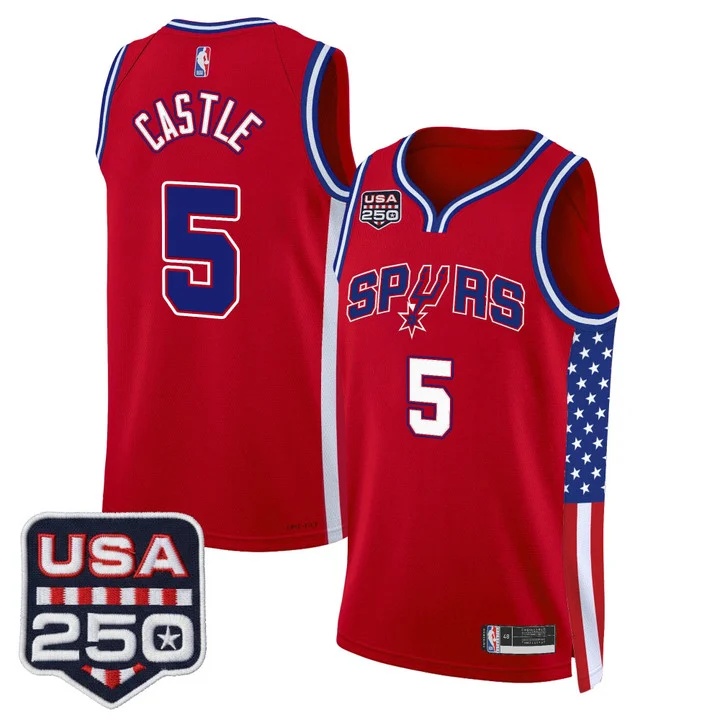 Men's San Antonio Spurs America 250 Edition Swingman Jersey RED #5 STEPHON CASTLE