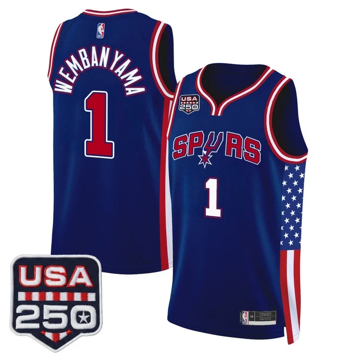 Men's San Antonio Spurs America 250 Edition Swingman Jersey ROYAL #1 VICTOR WEMBANYAMA
