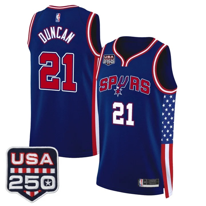 Men's San Antonio Spurs America 250 Edition Swingman Jersey ROYAL #21 TIM DUNCAN
