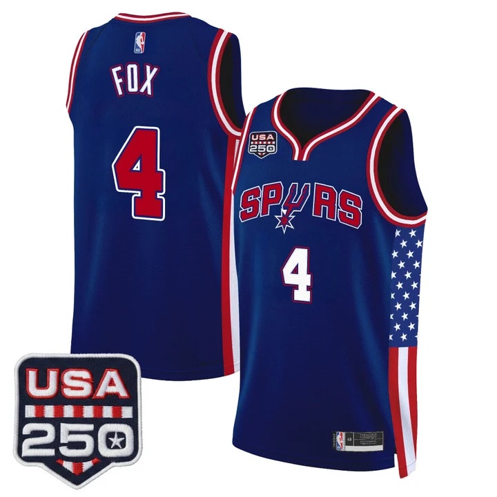 Men's San Antonio Spurs America 250 Edition Swingman Jersey ROYAL #4 DE' AARON FOX