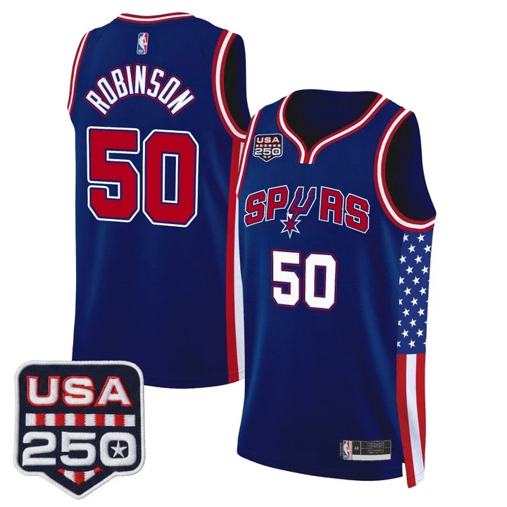 Men's San Antonio Spurs America 250 Edition Swingman Jersey ROYAL #50 DAVID ROBINSON