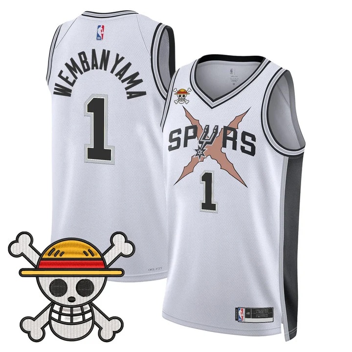 Men's San Antonio Spurs x One Piece Jersey Collection #1 VICTOR WEMBANYAMA