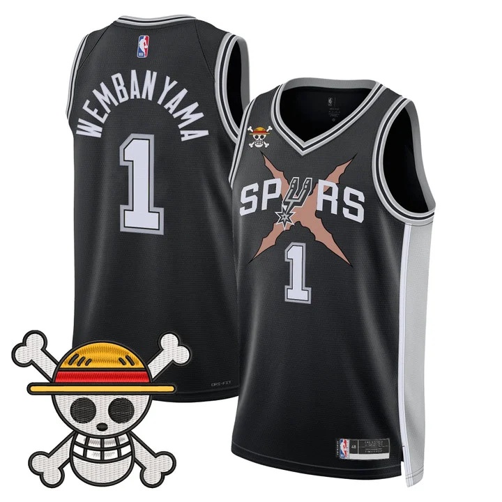 Men's San Antonio Spurs x One Piece Jersey Collection ICON #1 VICTOR WEMBANYAMA