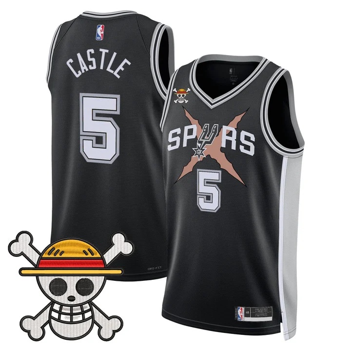 Men's San Antonio Spurs x One Piece Jersey Collection ICON #5 STEPHON CASTLE