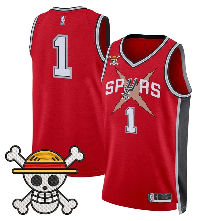 Men's San Antonio Spurs x One Piece Jersey Collection RED #1