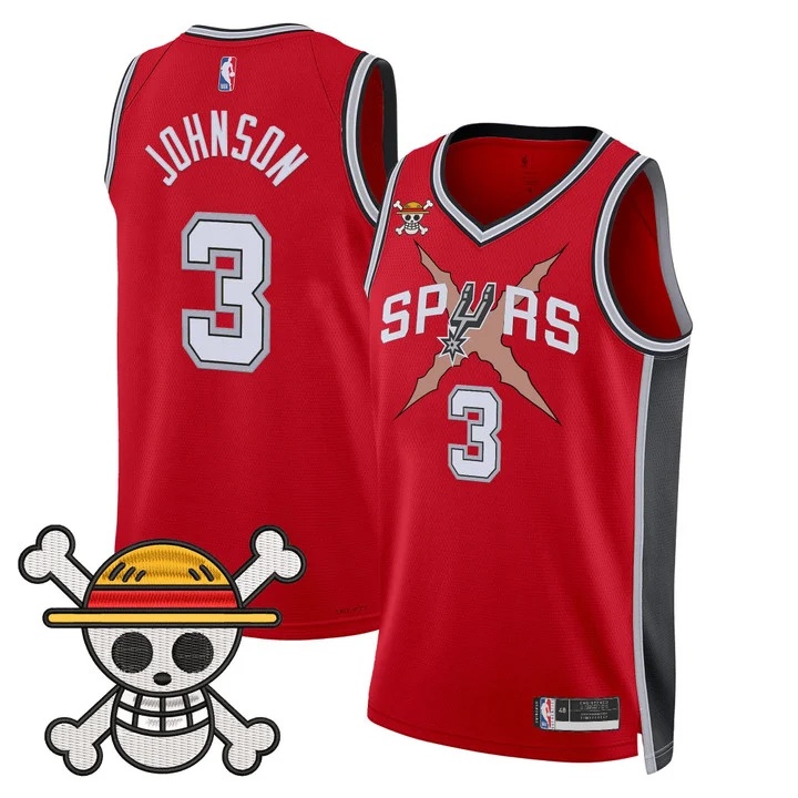 Men's San Antonio Spurs x One Piece Jersey Collection RED #3 KELDON JOHNSON