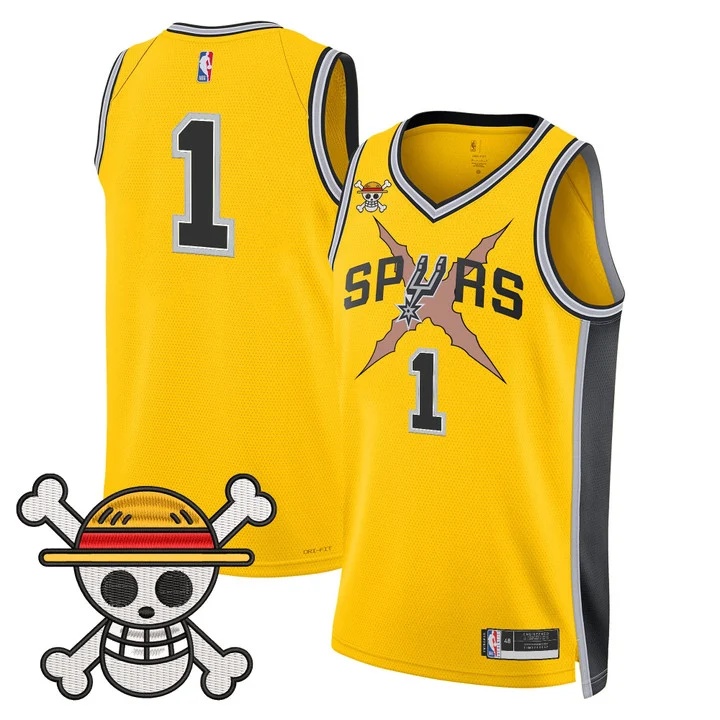Men's San Antonio Spurs x One Piece Jersey Collection YELLOW #1