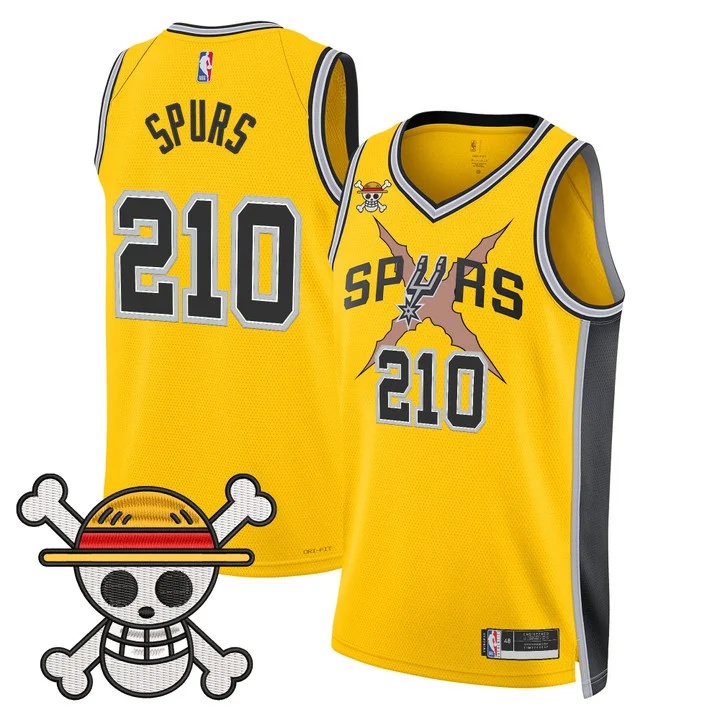 Men's San Antonio Spurs x One Piece Jersey Collection YELLOW #210 SPURS
