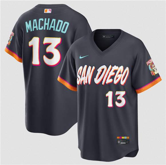 Men's San Diego Padres #13 Manny Machado Obsidian 2026 City Connect Stadium Limited Stitched Baseball Jersey