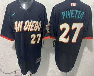Men's San Diego Padres #27 Nick Pivetta Black 2026 City Connect Stadium Jersey