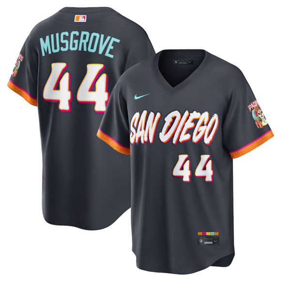 Men's San Diego Padres #44 Joe Musgrove Obsidian 2026 City Connect Stadium Limited Stitched Baseball Jersey
