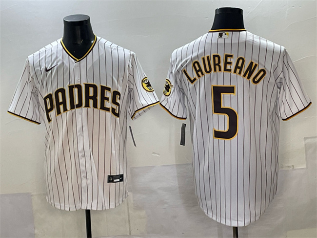 Men's San Diego Padres #5 Ram?3n Laureano White Cool Base Stitched Baseball Jersey