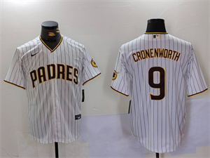 Men's San Diego Padres #9 Jake Cronenworth White Team Logo Stitched MLB Cool Base Nike Jersey