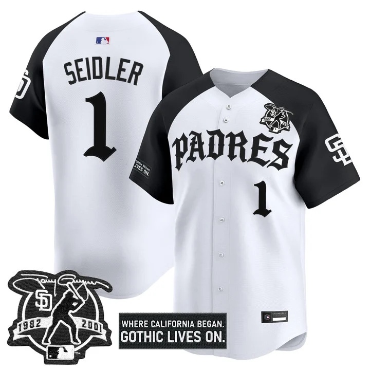 Men's San Diego Padres 'Old English Edition' Vapor Premier Limited Jersey ALTERNATE #1 PETER SEIDLER