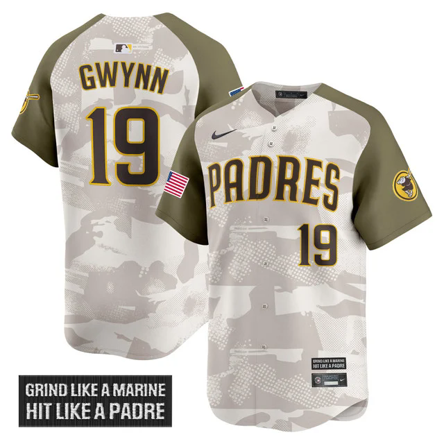 Men's San Diego Padres 2025 Armed Forces Day Vapor Premier Limited Jersey #19 TONY GWYNN.webp