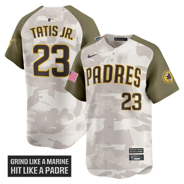 Men's San Diego Padres 2025 Armed Forces Day Vapor Premier Limited Jersey #23 FERNANDO TATIS JR..webp