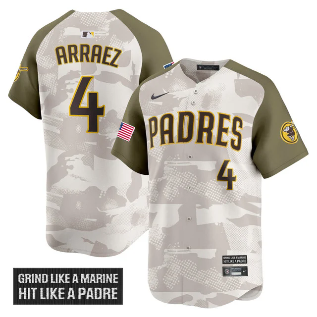 Men's San Diego Padres 2025 Armed Forces Day Vapor Premier Limited Jersey #4 LUIS ARRAEZ.webp
