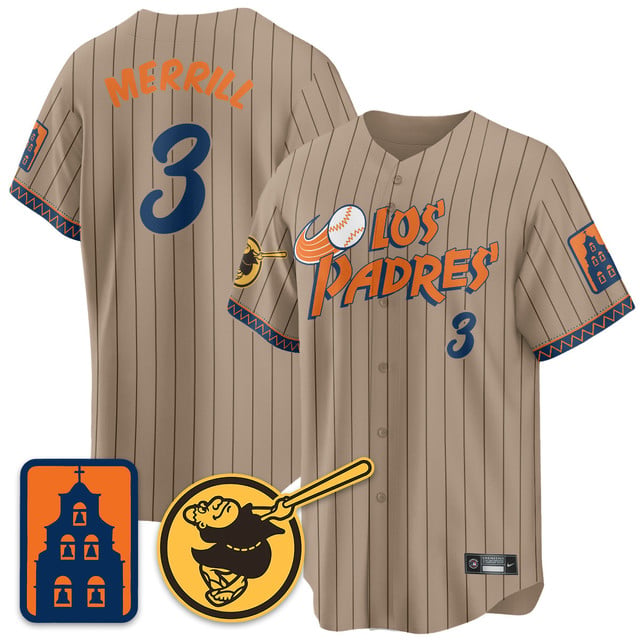 Men's San Diego Padres City Connect City Concept Jersey KHAKI #3 JACKSON MERRILL