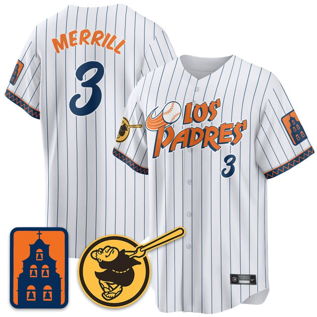 Men's San Diego Padres City Connect City Concept Jersey WHITE #3 JACKSON MERRILL