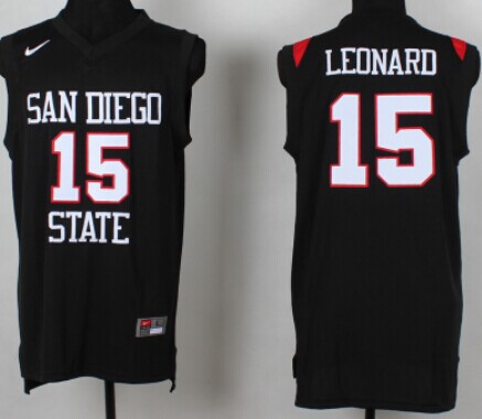 Men's San Diego State Aztecs #15 Kawhi Leonard Nike Black Throwback Basketball Jersey