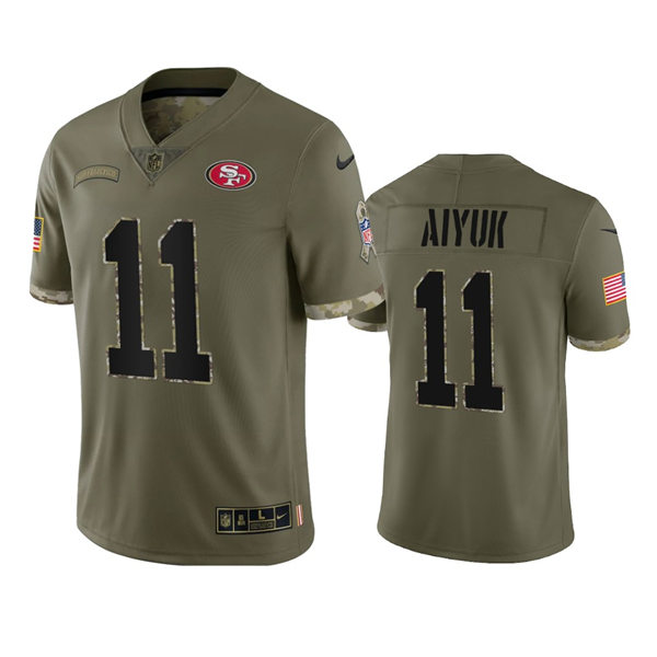 Men's San Francisco 49ers #11 Brandon Aiyuk Olive 2022 Salute To Service Limited Jersey