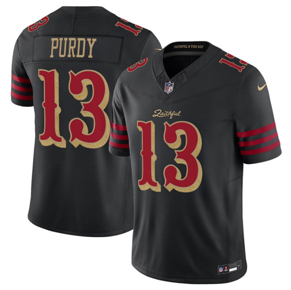 Men's San Francisco 49ers #13 Brock Purdy Black 2025 F.U.S.E. a??Rivalriesa?? Vapor Limited Football Stitched Jersey