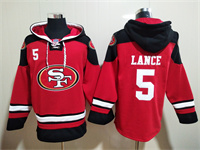 Men's San Francisco 49ers #5 Trey Lance Red Team Color New NFL Hoodie