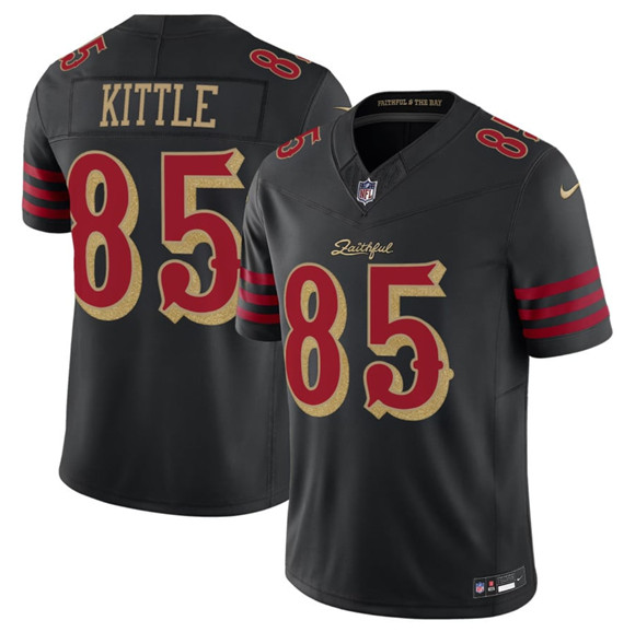 Men's San Francisco 49ers #85 George kittle Black 2025 F.U.S.E. a??Rivalriesa?? Vapor Limited Football Stitched Jersey