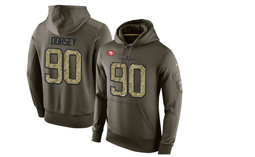 Men's San Francisco 49ers #90 Glenn Dorsey Green Nike Olive Salute To Service KO Performance Limited Hoodie