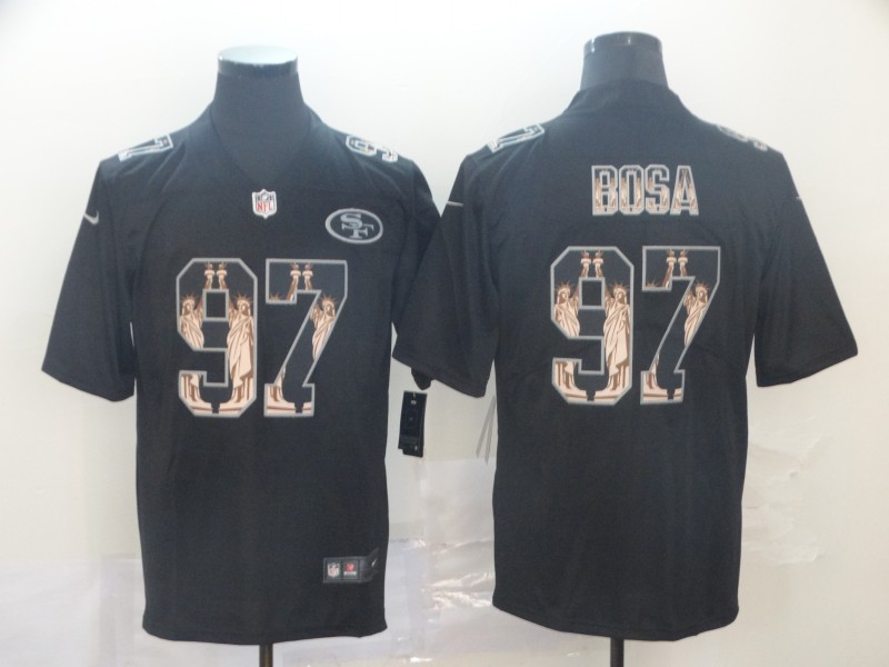 Men's San Francisco 49ers #97 Nick Bosa Black Nike Statue Of Liberty Legend Jersey